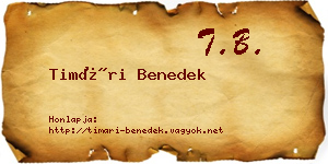 Timári Benedek névjegykártya