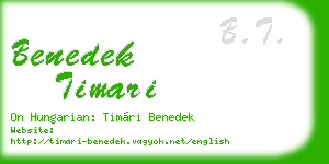 benedek timari business card